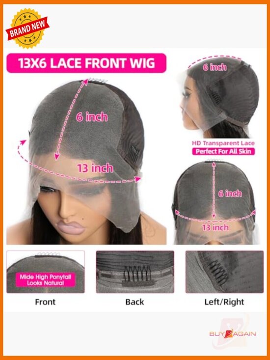 180% Density Body Wave Lace Front Wig Human Hair 13x6 Pre Plucked 32 Inch main image 5